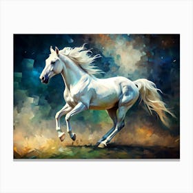 White Horse Painting Canvas Print