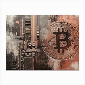 Bitcoin On Circuit Board Canvas Print