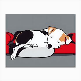 Dog Sleeping On Couch Canvas Print