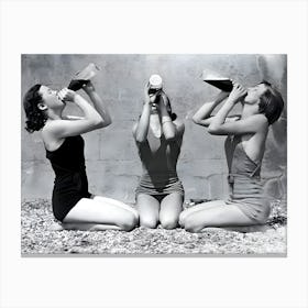 Three Women Drinking Beer Canvas Print