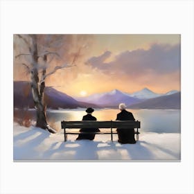 Frozen Lake Sunset Canvas Print