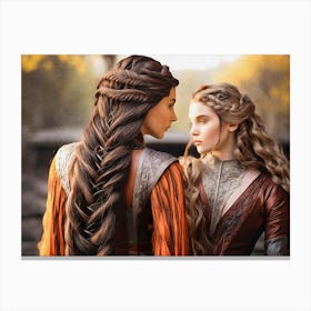 Two Women With Braided Hair Canvas Print