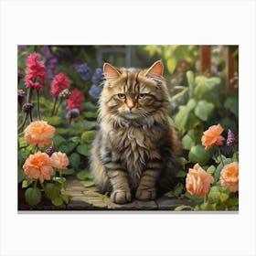 Leonardo Diffusion Xl Cat In The Garden 0 Canvas Print