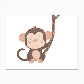 Monkey Hanging On A Branch Canvas Print