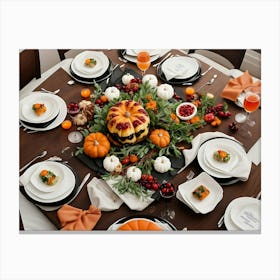 Thanksgiving Table Setting Canvas Print
