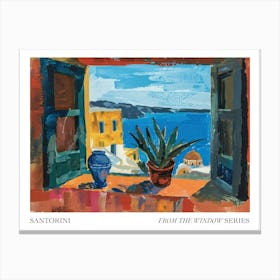 Santorini From The Window Series Poster Painting 4 Canvas Print