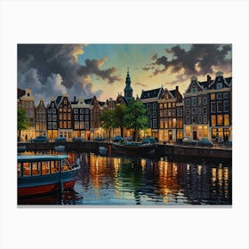 Amsterdam At Dusk art Canvas Print