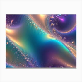 A Vibrant, Abstract, Iridescent Background With A Swirling, Fluid Pattern In Shades Of Blue, Green, Gold, And Purple Canvas Print