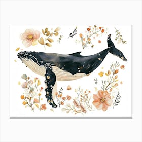 Little Floral Humpback Whale 1 Canvas Print