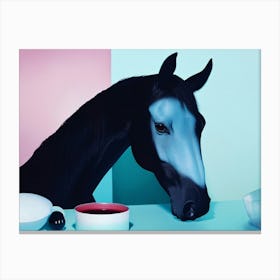 Horse With A Cup Canvas Print