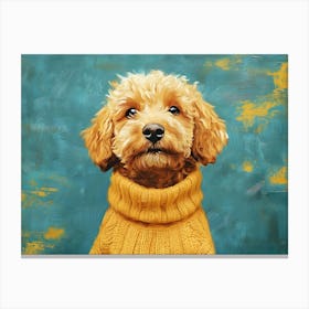 Labradoodle In Yellow Sweater Canvas Print