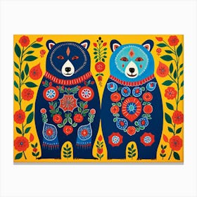 Bear 1 Folk Style Animal Illustration Canvas Print