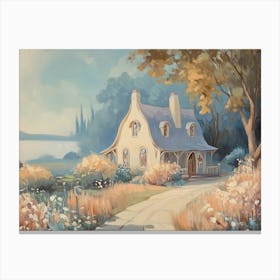 Fairy Tale Cottage On The Lake Canvas Print