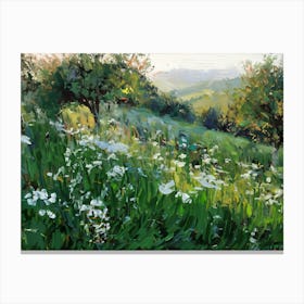 White Flowers In The Meadow 1 Canvas Print