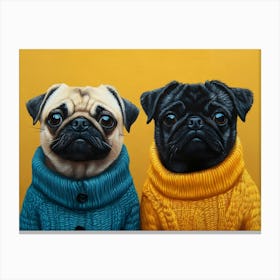 Pugs In Sweaters 4 Canvas Print