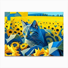 Catinsunflowerfield Canvas Print