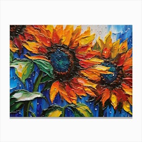 Sunflowers In The Rain - Ai Canvas Print