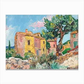 Village Voyage Painting Inspired By Paul Cezanne Canvas Print