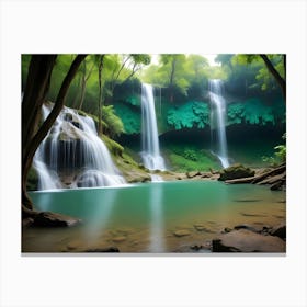 Waterfall In The Forest 3 Canvas Print