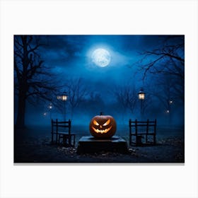 Celebration Old Horror Holiday Tree Moonlight Lantern Mist Head Table Eye Glow Pumpkin (31) Canvas Print