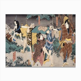 Act V Of Series The Storehouse Of Loyal Retainers, A Primer, With The Characters Hayano Kanpei (Shigenji), His Wife Canvas Print
