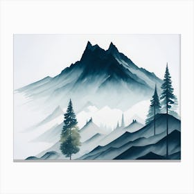 Mountain And Forest In Minimalist Watercolor Horizontal Composition 152 Canvas Print