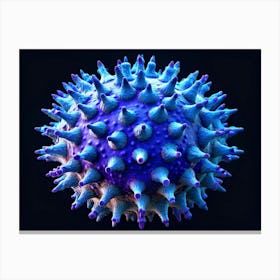 Blue Spiky Virus 3d Render 1 Canvas Print