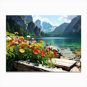 Flowers On The Lake Canvas Print