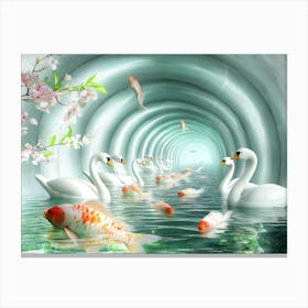 Swans In A Tunnel Canvas Print