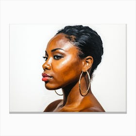 Side Profile Of Beautiful Woman Oil Painting 103 Canvas Print