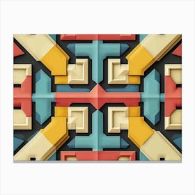 Seamless Relief Sculpture Design Retro Pattern Geometry Colorful Polygon Cross Frame Kaleidoscope Canvas Print