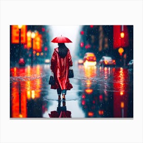 Rain in the city Canvas Print