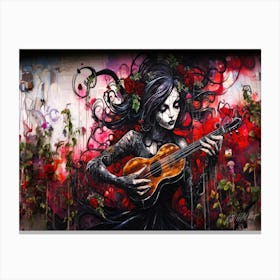 Witch And Music 3 - Girl With A Guitar Canvas Print