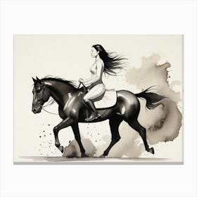 Woman Riding A Horse 4 Canvas Print