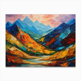 Abstract Mountain Landscape Painting Canvas Print