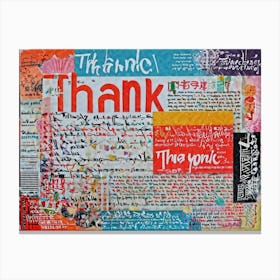 A Multilingual Greeting Card Featuring The Word Thank You In Diverse Scripts Including Chinese Ge Canvas Print