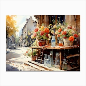 Flowers On The Street Canvas Print