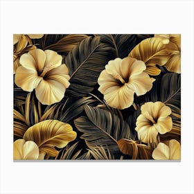 Gold Hibiscus Wallpaper Canvas Print