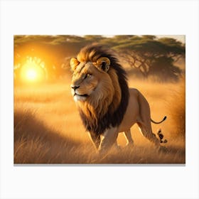 Lion In The Grass Canvas Print