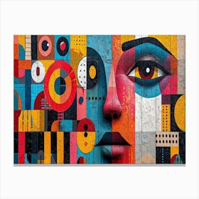 Colorful Chronicles: Abstract Narratives of History and Resilience. Colorful Face Painting 1 Canvas Print