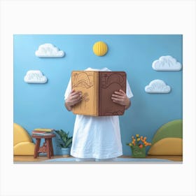 Boy Holding A Book Canvas Print