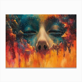 Digital Fusion: Human and Virtual Realms - A Neo-Surrealist Collection. The City Canvas Print