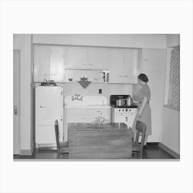 Kitchen In One Room Apartment, Greenbelt, Maryland By Russell Lee Canvas Print