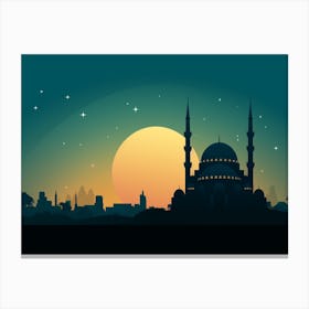 Islamic City At Night Art Print 1 Canvas Print