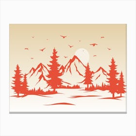 Mountain Landscape Sunset Nature Canvas Print