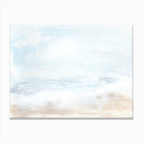 Unique Abstract Beach Landscape Coastal Painting Blue Beige Canvas Print