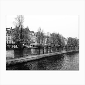 Paris and the Seine in Autumn, Black & White Canvas Print