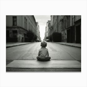 Child In An Empty Street Canvas Print