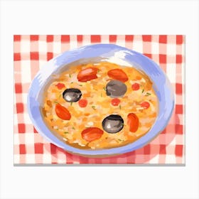 A Plate Of Paella, Top View Food Illustration, Landscape 4 Canvas Print