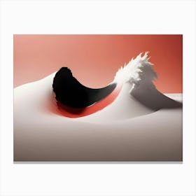 Abstract Image Of A Black And White Wave With A Hint Of Red Canvas Print